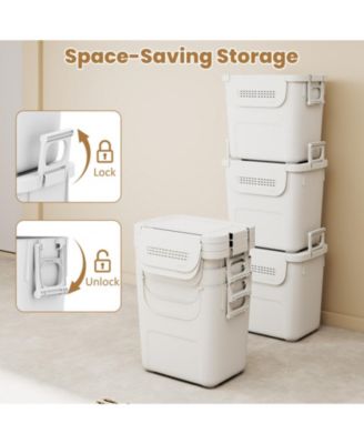 3-Piece Stackable PP Storage Bins with Front Door and Side Handles, 32 QT Each