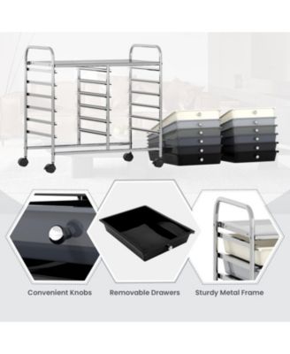 12-Drawer Mobile Storage Trolley with Visible Drawers and Dual Push Handles