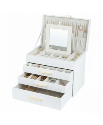 5 Layer Jewelry Organizer Box with Necklace Hanger Drawers Earrings Bracelet Storage Gifts