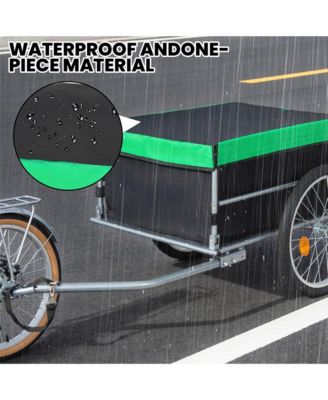 Foldable Bike Cargo Trailer, Heavy Duty Bicycle Wagon Cart with 20'' Wheels, Removable Cover, 120 lbs Capacity for Luggage, Groceries