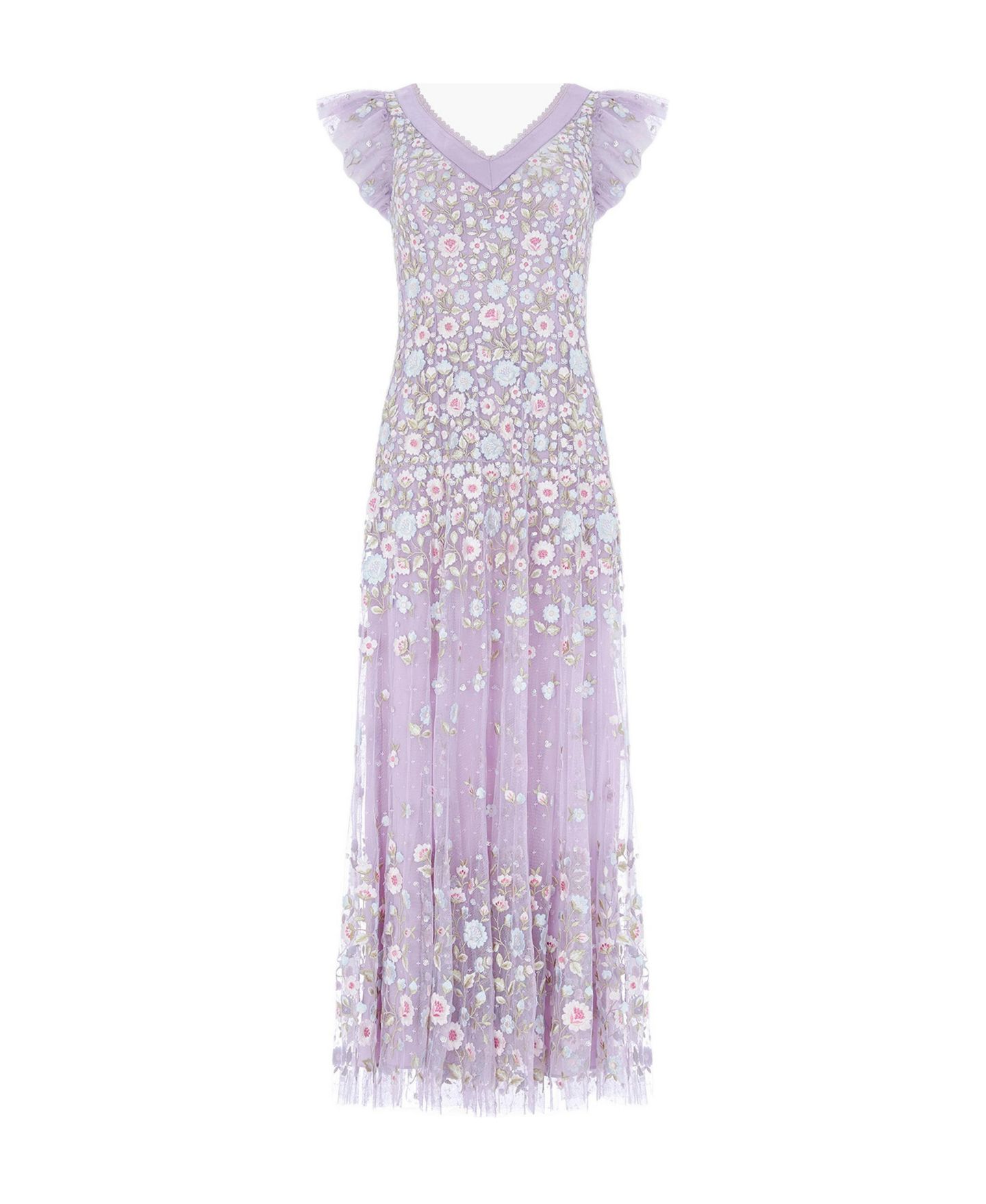 Женское платье Needle & Thread Ethereal Blooms Short Sleeve Ankle Gown, цвет: Лавандовый / Разноцветный — фото 3