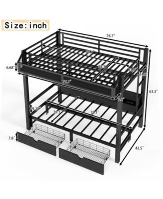Twin over Twin Bunk Bed with Storage Shelves and Drawers
