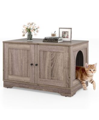 Cat Litter Box Enclosure 31.5 in Wooden End Side Table