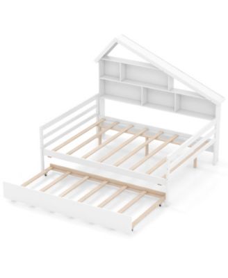 Full Kids House Bed Frame with Safety Rails