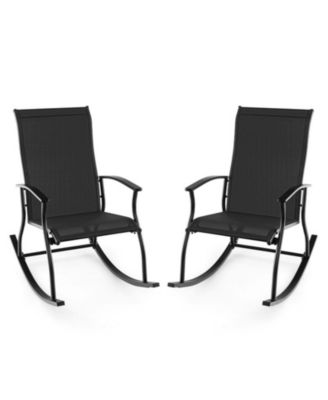 Set of 2 Outdoor Patio Rocking Chairs with Breathable Backrest