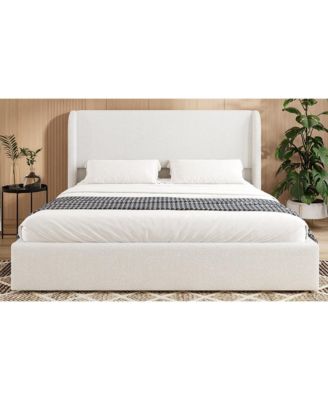  Boucle Bed Frame, Upholstered Cloud Bed Frame with Headboard