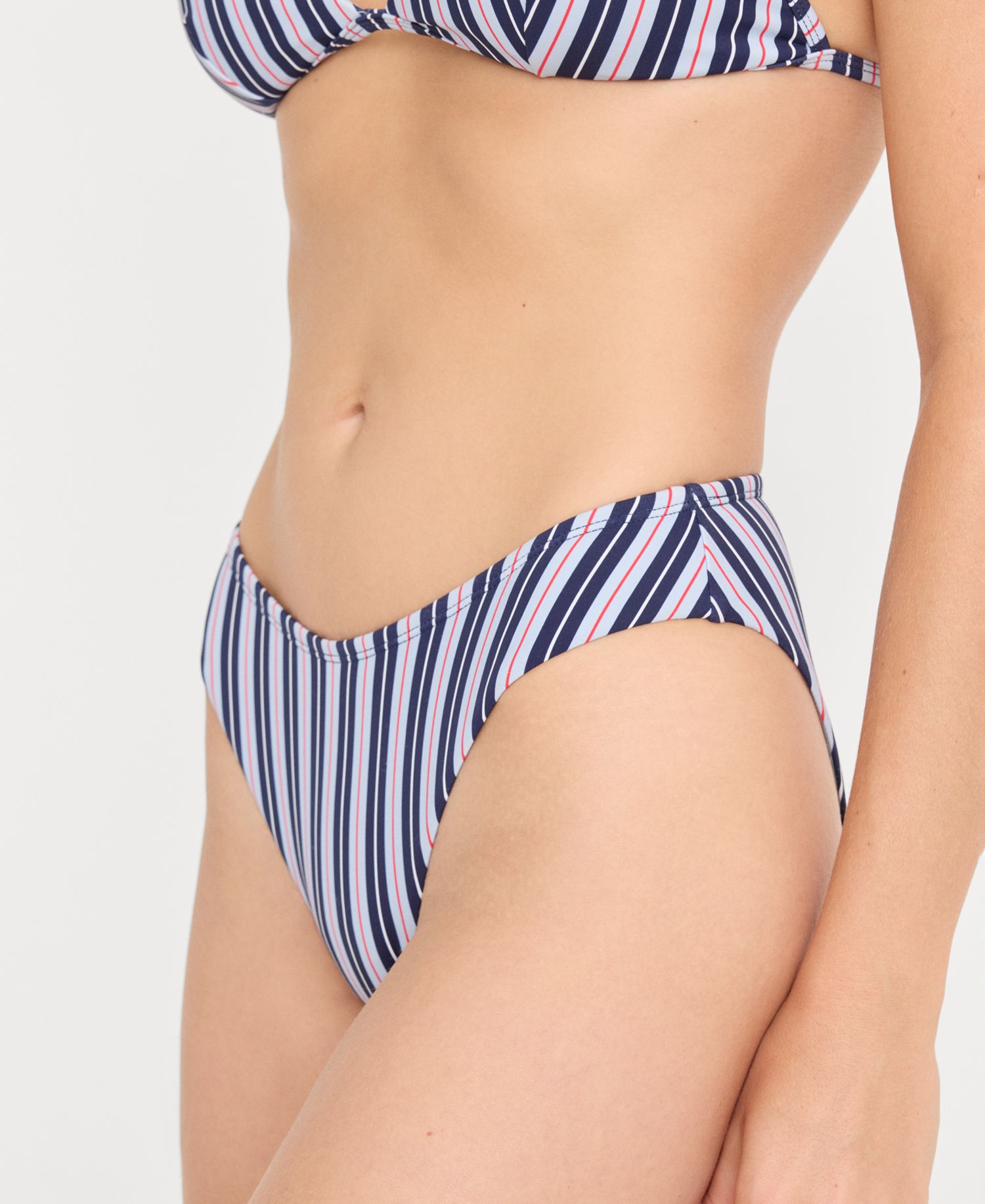 Women's Stripe Matte Swim Bikini Bottoms