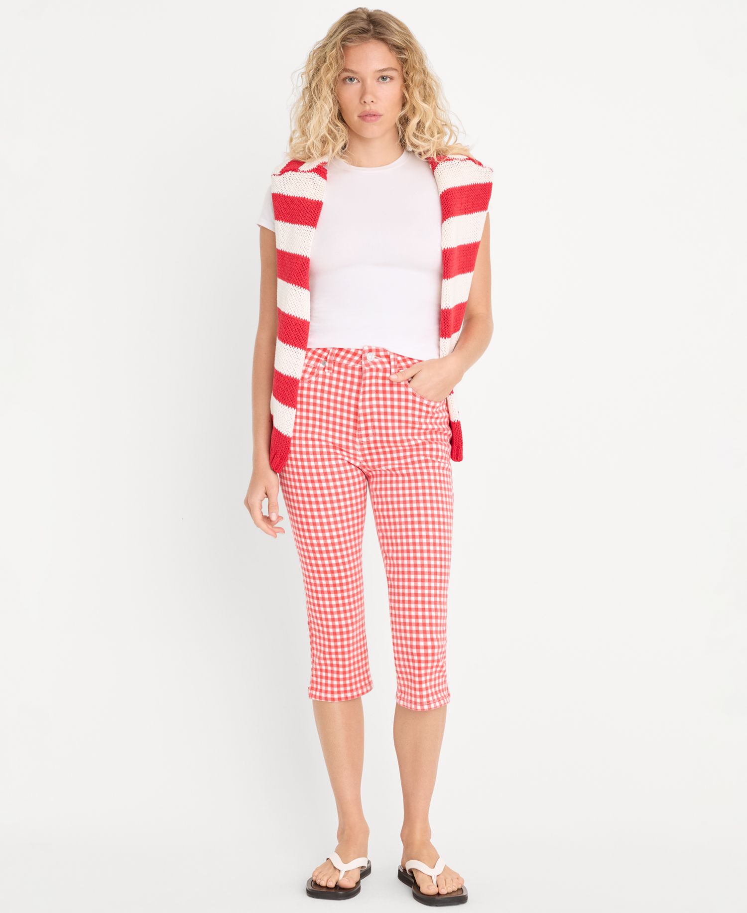Women's Gingham Capris Pants