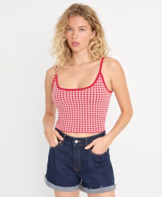 Women's Gingham Camisole Sweater Tank Top