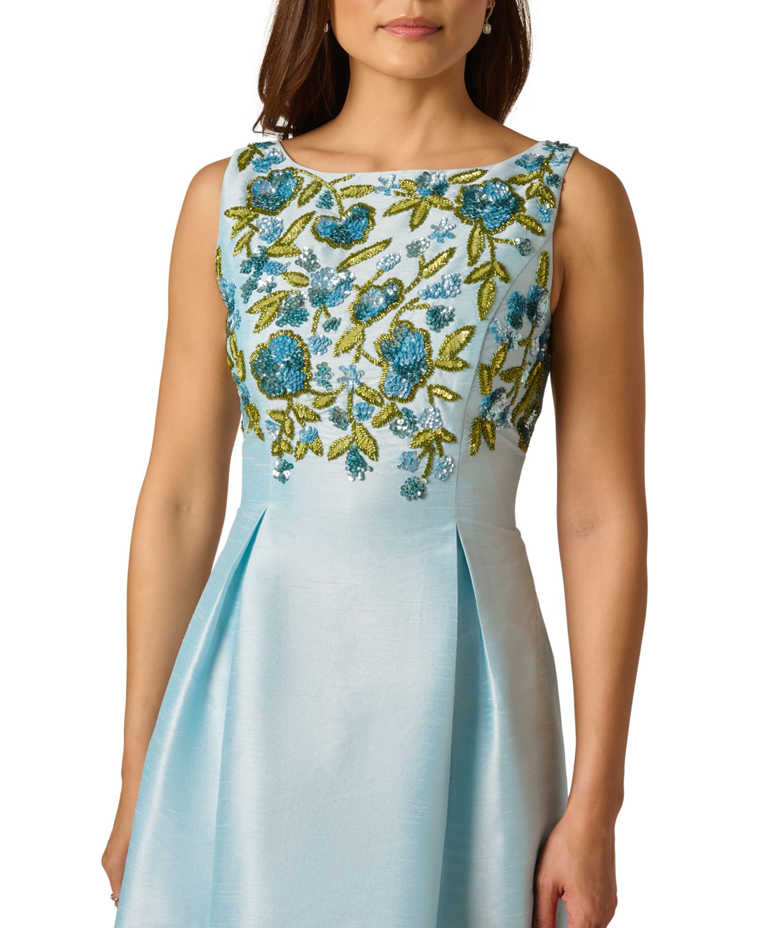 Women's Beaded Shantung Boat Neck Polyester Dress