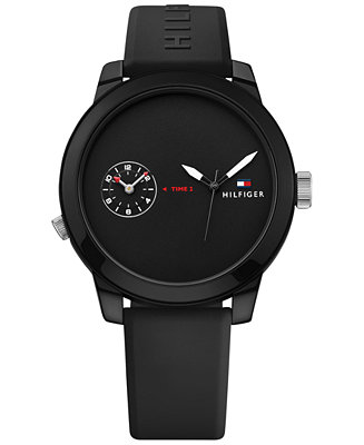 Tommy Hilfiger Men's Cool Sport Black Silicone Strap Watch 42mm 1791326 ...
