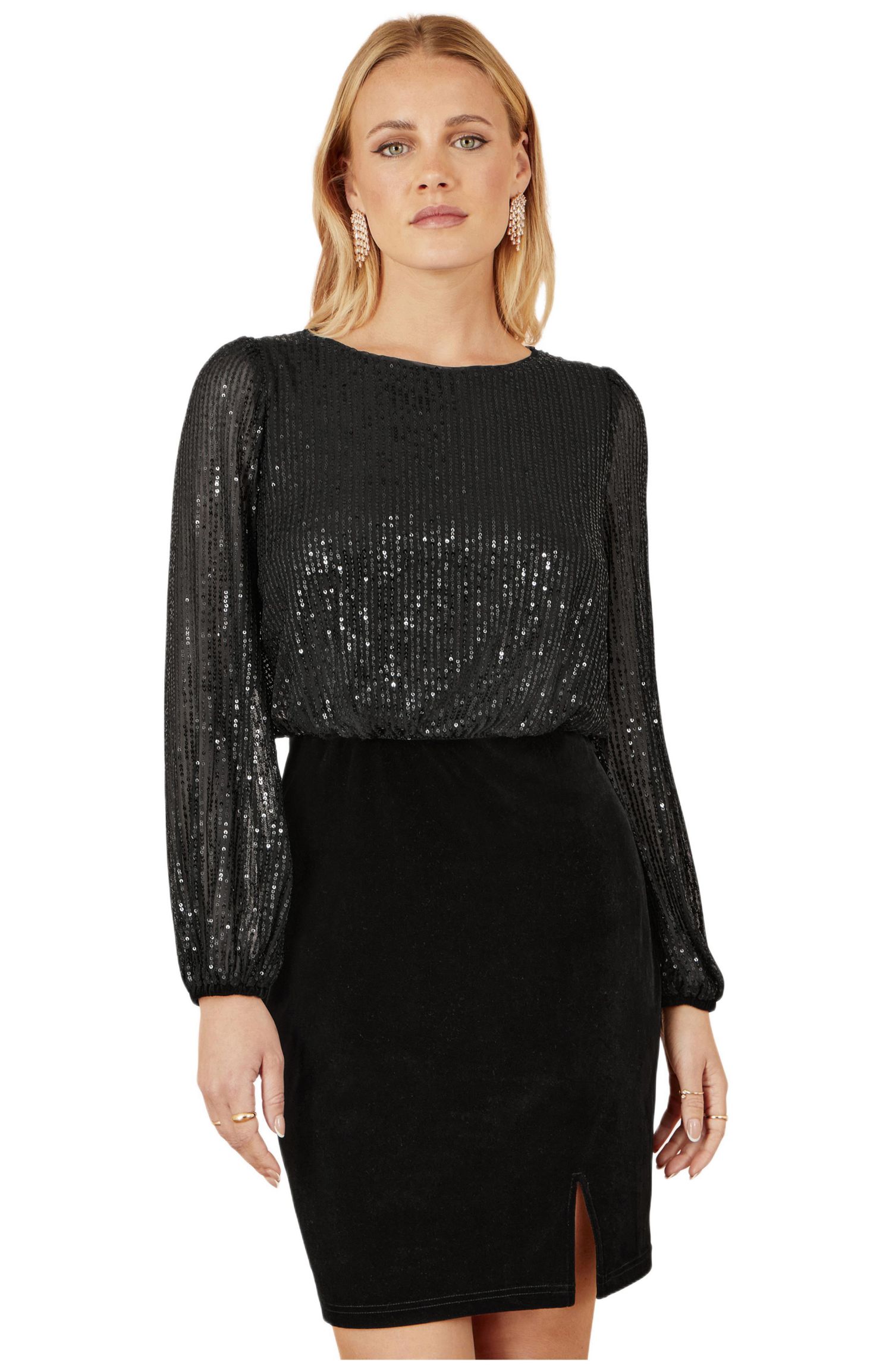 Women's Sequin And Velvet Mini Dress