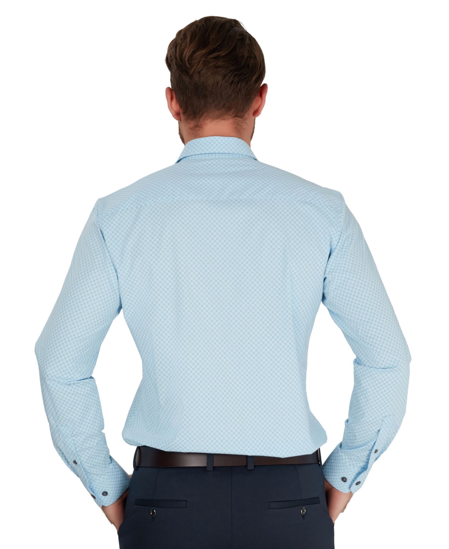 Мужская рубашка Alfani Geometric Print Slim-Fit Dress Shirt, цвет: Синий — фото 5