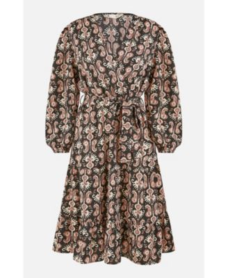 Women's Ikat Long Sleeve Skater Midi Dress