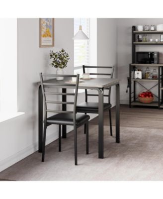 3-Piece Small Kitchen Table Set for 2, Modern Square Dinette, Compact Indoor Dining for Breakfast Nook