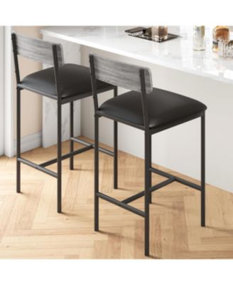 Retro 2-Person Bar Set, 3-Piece High Top Table Set with Padded Folding Stools and 3 Storage Compartments