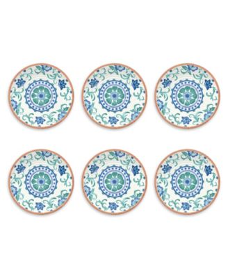 Rio Turquoise Floral Melamine Salad Plates, Set Of 6