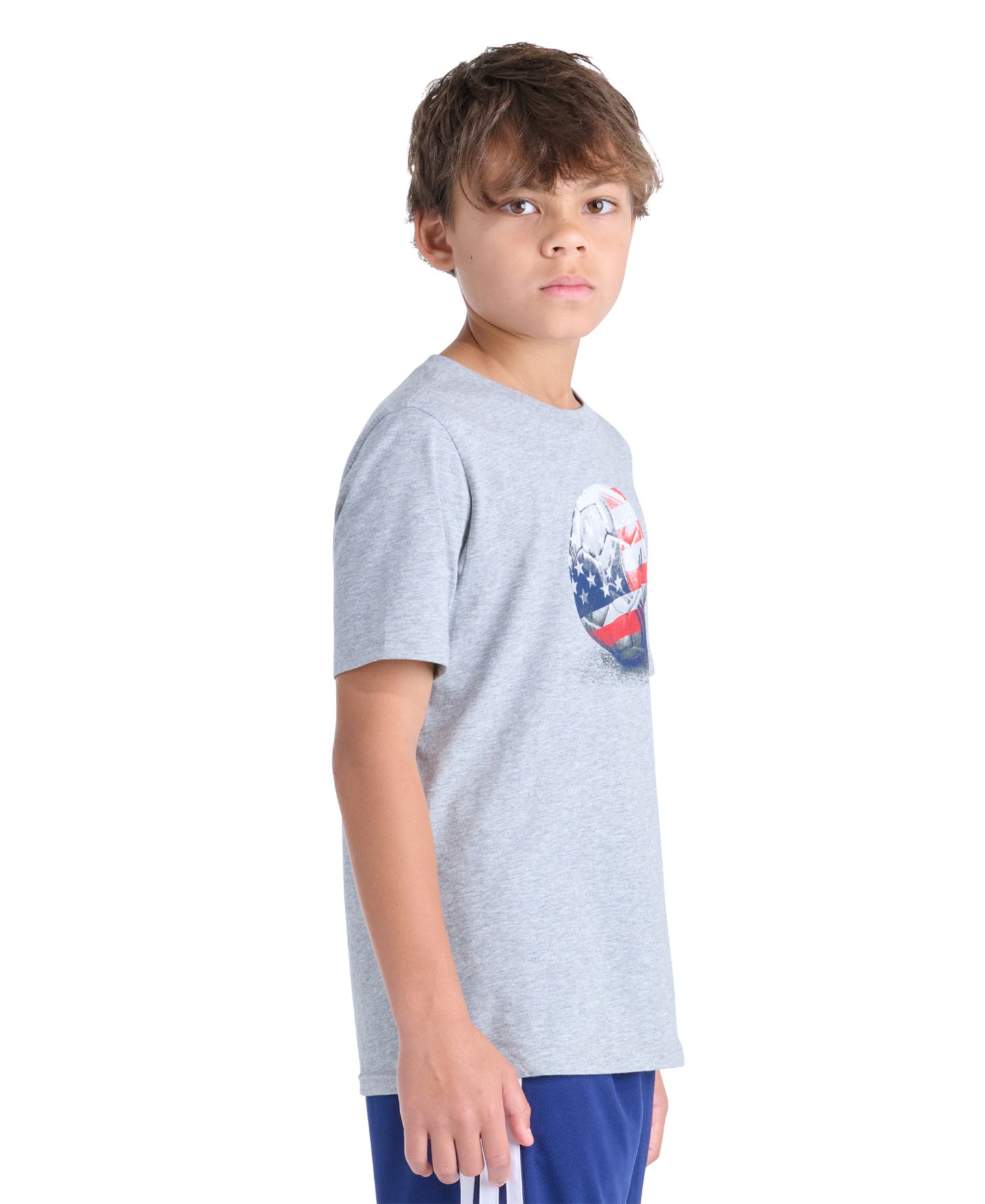 Футболка adidas USA Photoreal Soccer Short-Sleeve T-Shirt для мальчиков, цвет: Серый меланжевый — фото 4