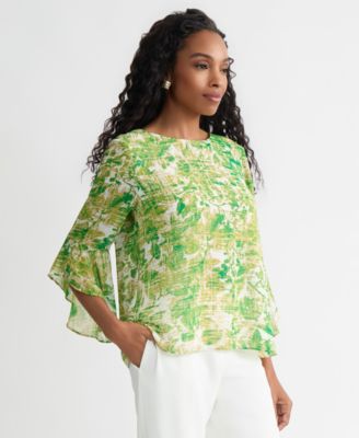 Women's Ruffle-Cuff 3/4-Sleeve Top