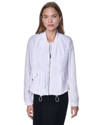 Women's Logo Trim Rumpled Bomber Tech Jacket