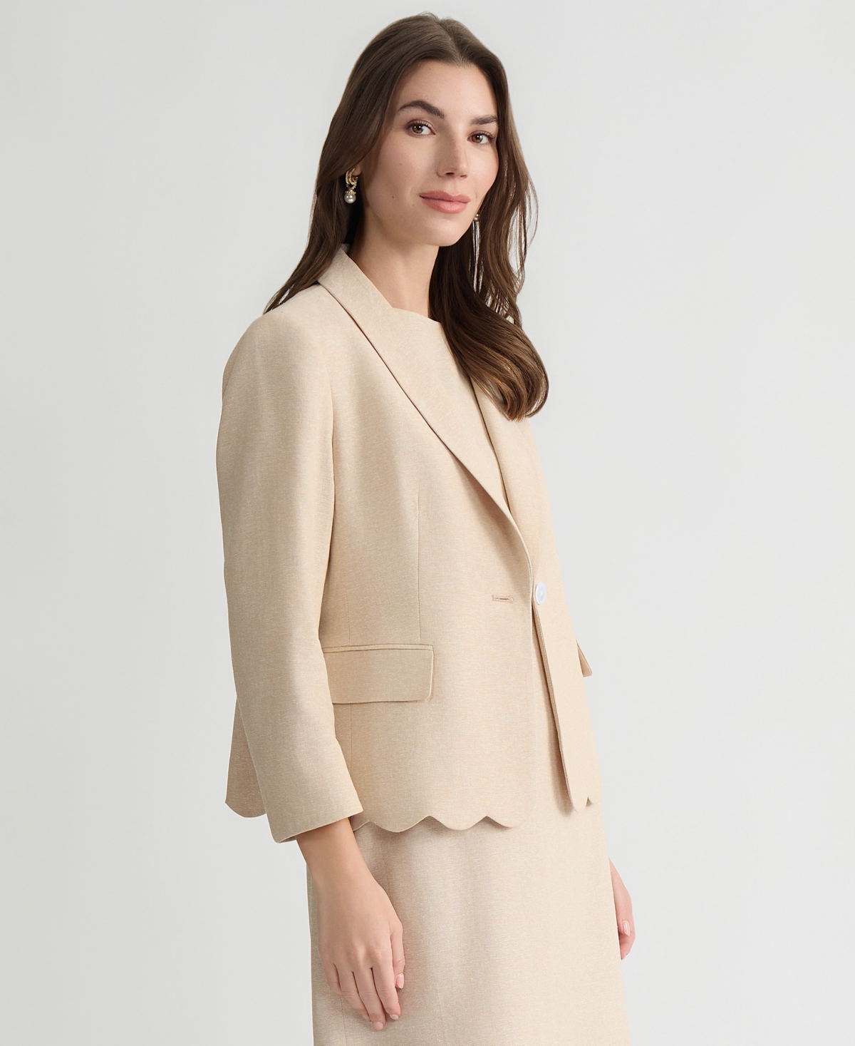 Kasper Women's Shawl-Lapel Scalloped Blazer, Regular & Petite