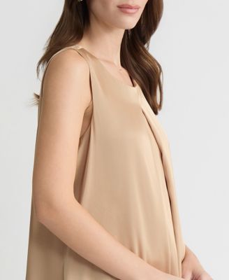 Women's Sleeveless Pleated Satin Top