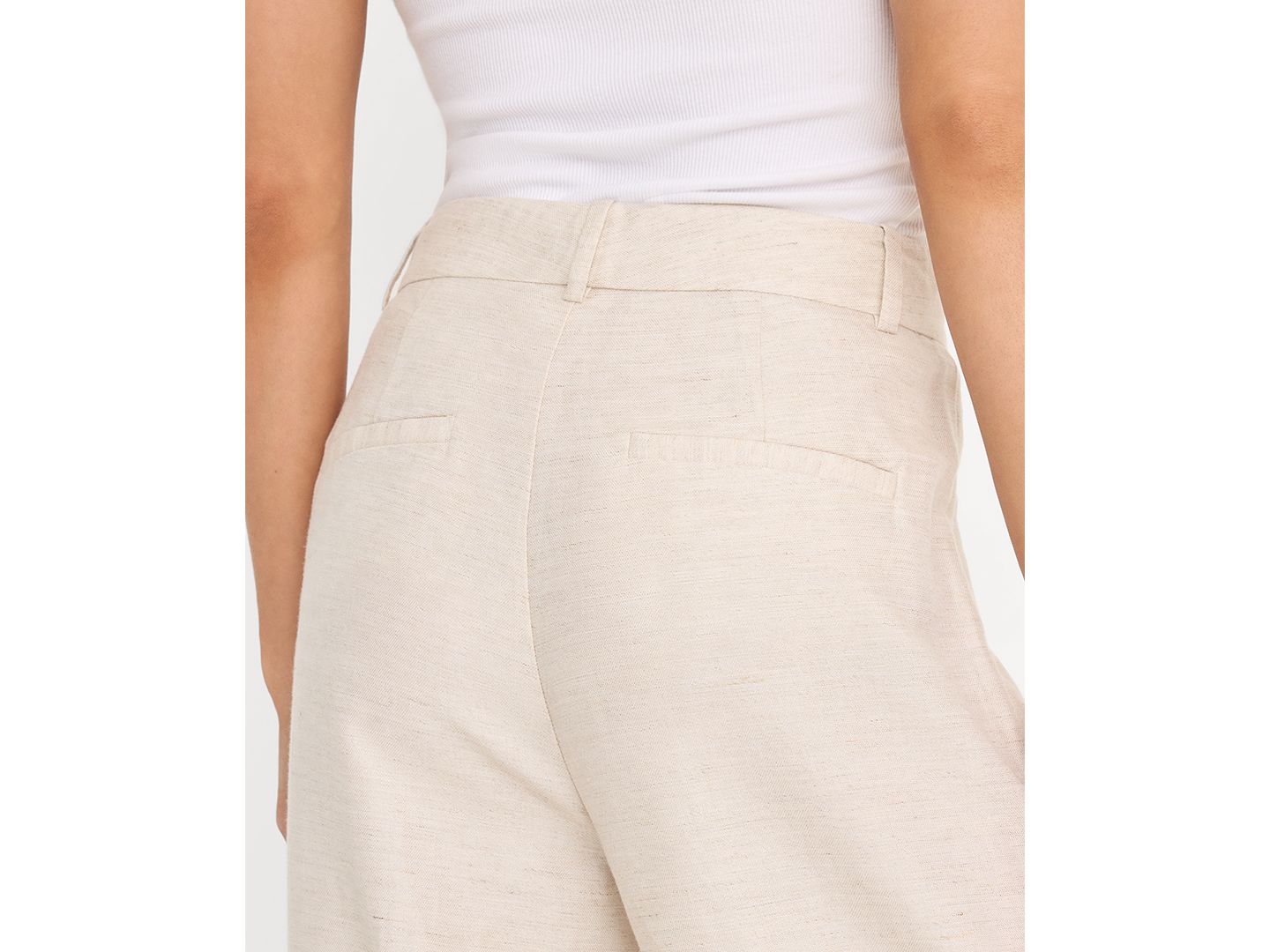 Женские брюки Good American Linen Mid-Rise Wide-Leg Trousers, цвет: Овсяный — фото 8