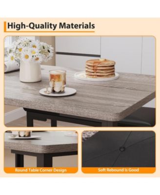 3-Piece Kitchen Dining Set for 4 with 2 Upholstered Benches, Space-Saving for Breakfast Nooks and Small Spaces