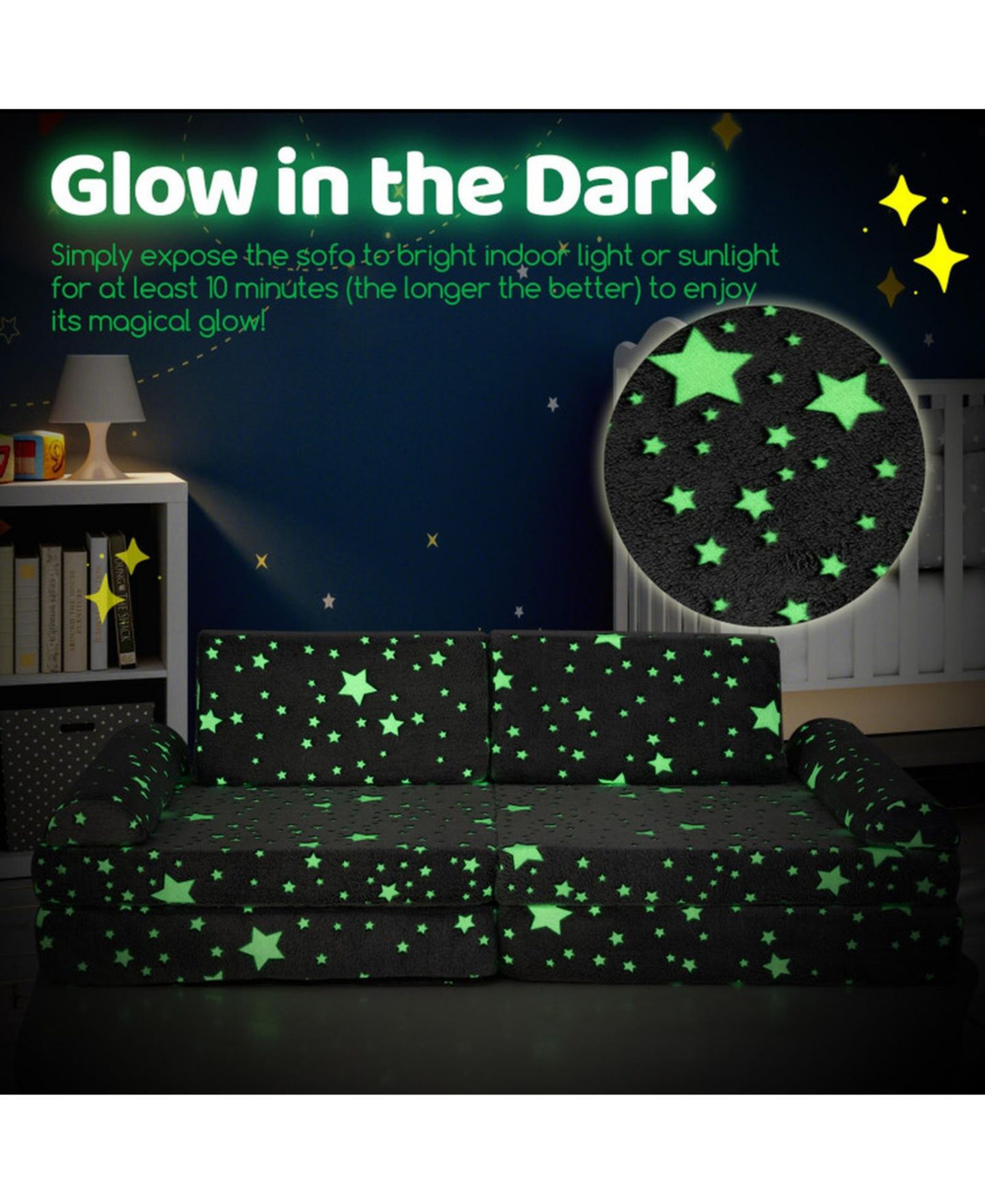 Детские конструкторы GOUUN 8-Piece Glow-in-the-Dark Toddler Sectional Play Couch, цвет: Серый — фото 7