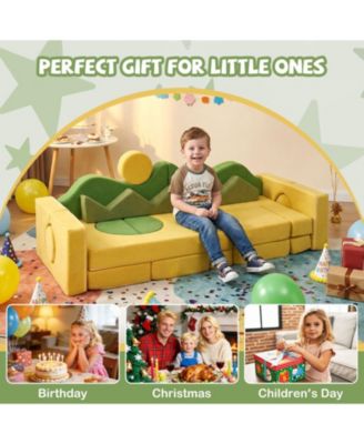 19-Piece Convertible Velvet Foam Play Couch for Toddlers
