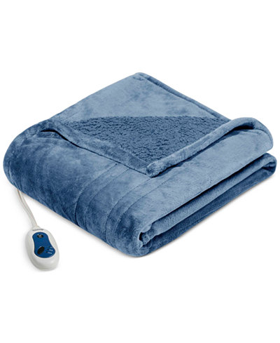 Beautyrest Oversized Solid Microlight Reverses to Micro Berber Heated Throw
