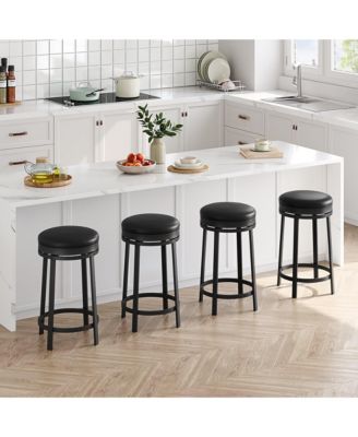 Swivel Bar Stools Set of 4,  Counter Height Kitchen Bar Chairs
