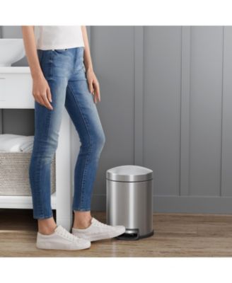 5 Liter / 1.3 Gallon Stainless Steel Step Trash Can with Soft Close Lid for Bathroom, Office, Kitchen, Bedroom