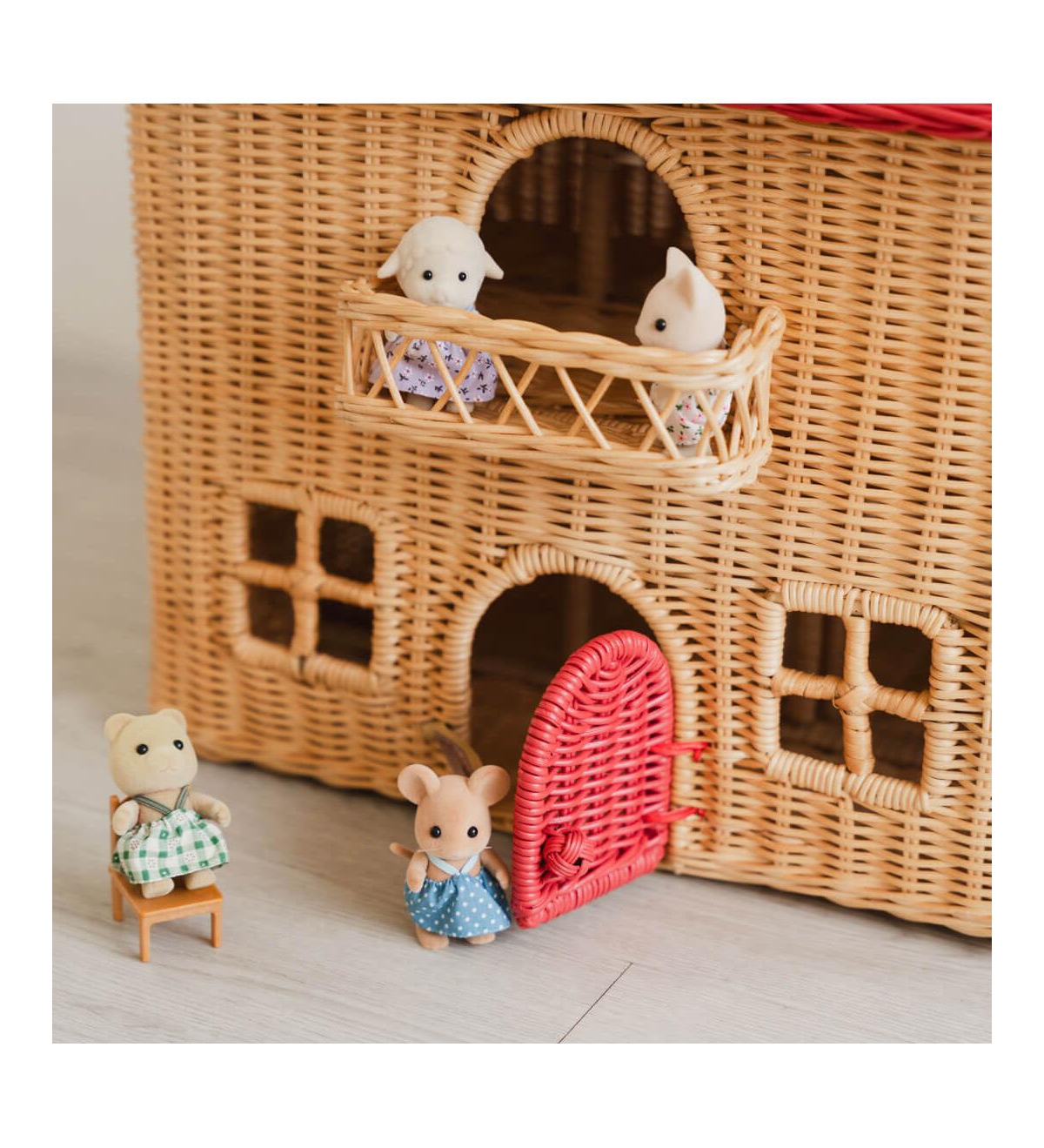 Momiji Amy Handcrafted Rattan Dollhouse Tote with Top Handle - Wicker