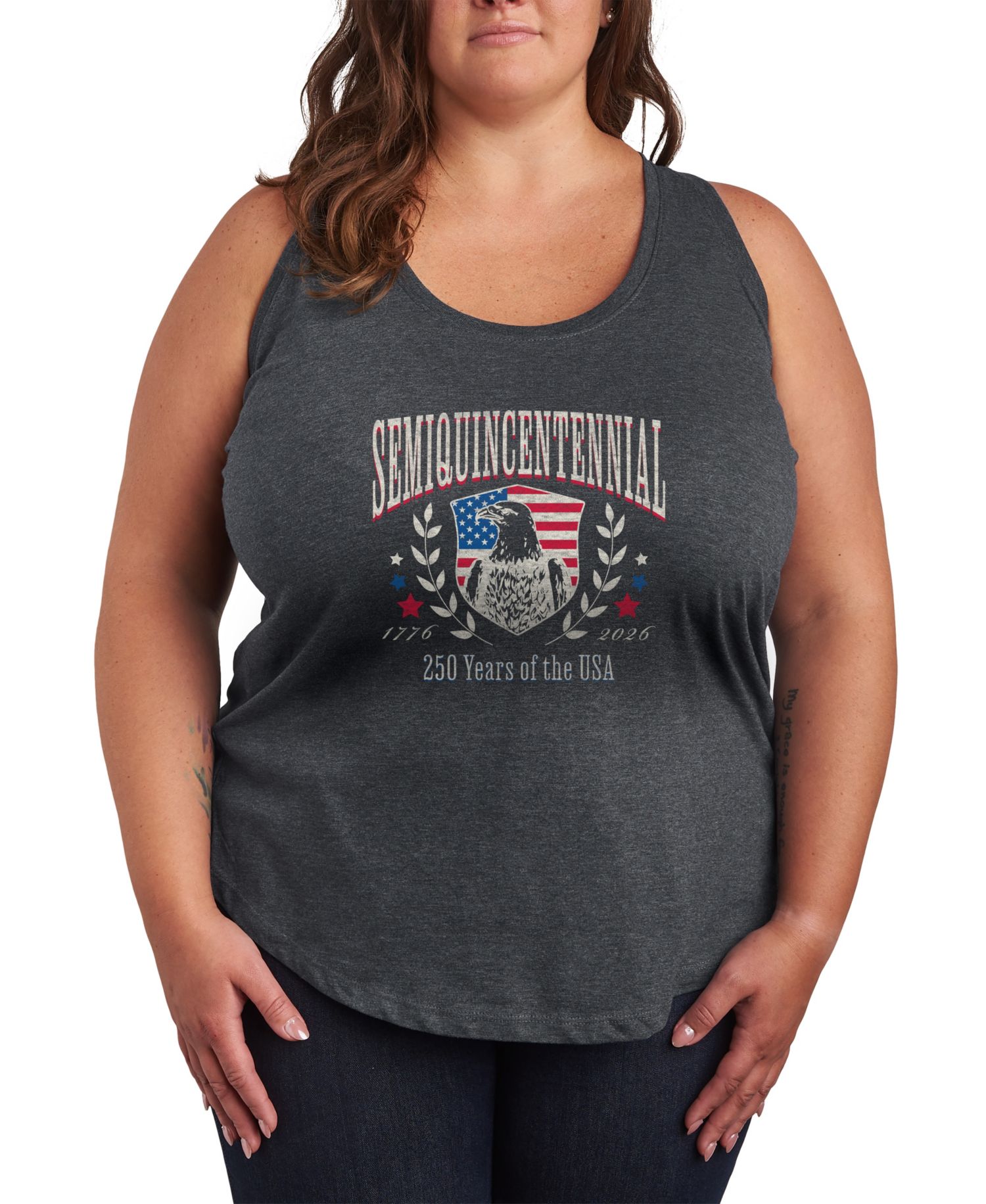 Plus Size Instant Message Semiquincentennial Collegiate Racerback Graphic Tank Top
