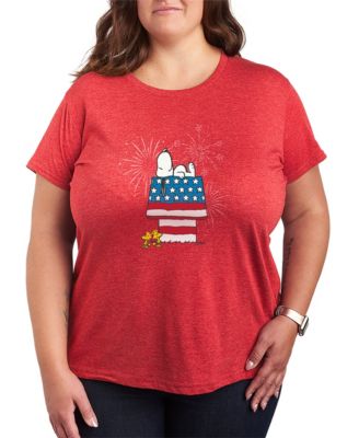 Plus Size Peanuts Dog House Fireworks Short-Sleeve Graphic T-Shirt