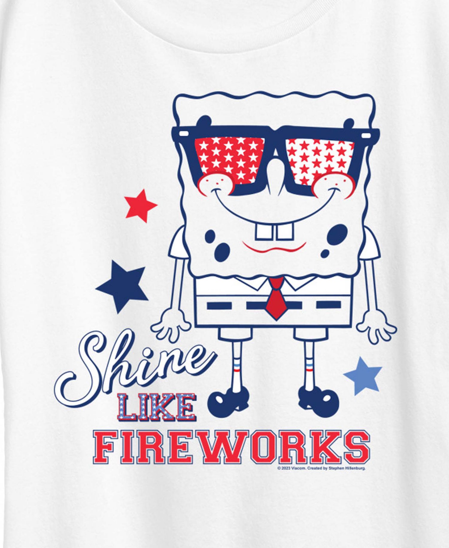 Plus Size SpongeBob Square Pants Shine Like Fireworks Short-Sleeve Graphic T-Shirt