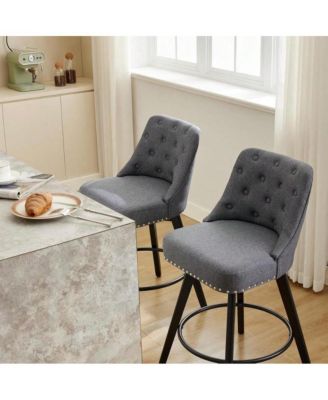Dining Chair Bar Stools Set Of 2. Modern Swivel Counter Height Bar Stools for Kitchen Dining Room