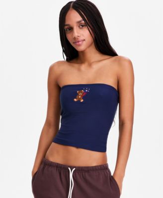 Juniors' Graphic Fitted Tube Top