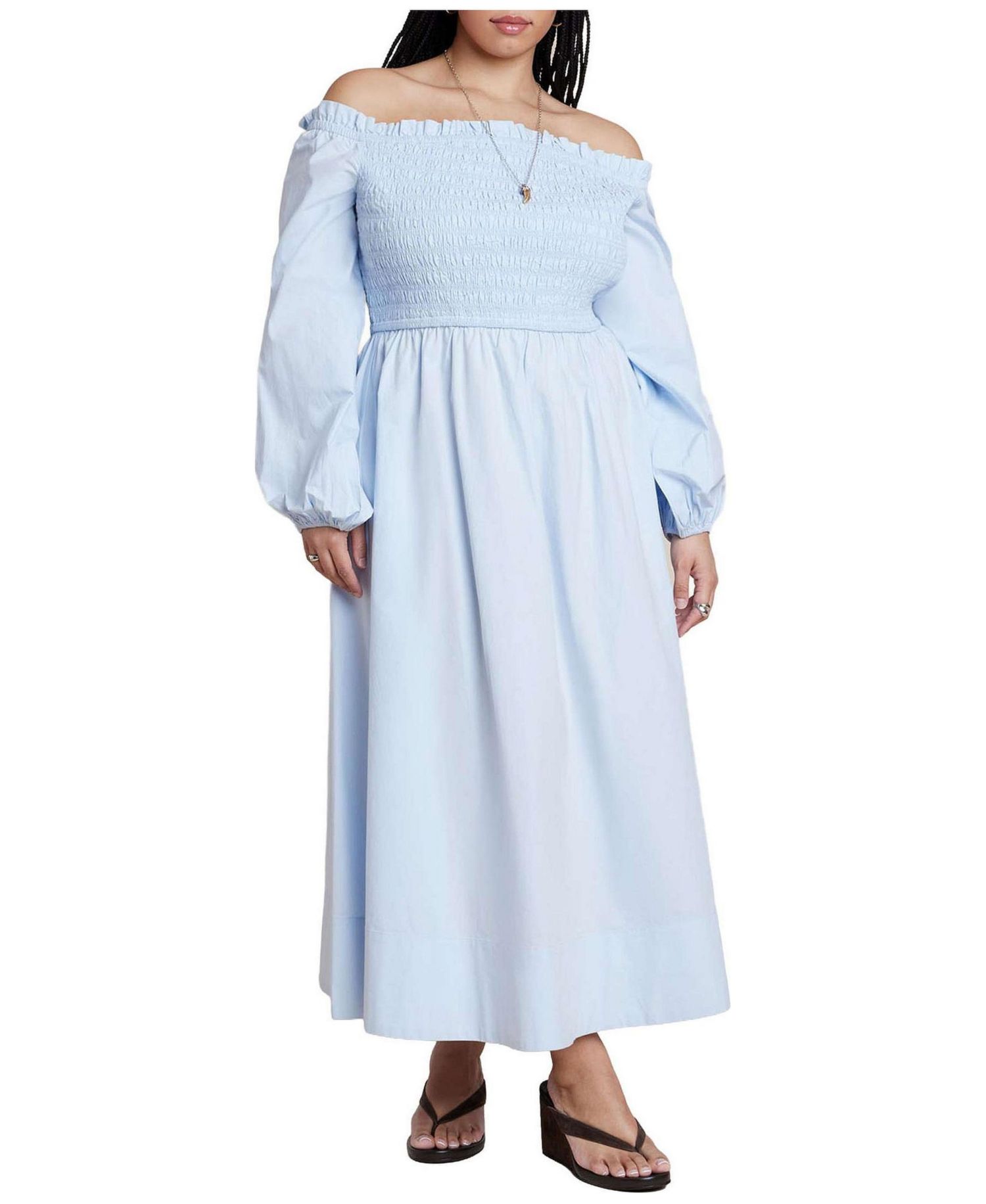 Women's Long Sleeve Smocked Maxi Dress