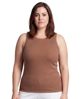 Plus Size Curvy Ribbed Knit Sleeveless Top