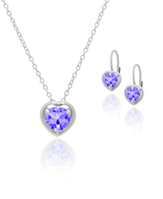 2-Pc. Blue Topaz Heart Pendant Necklace & Earrings Set (5.40 ct. t.w.) in Sterling Silver (Also Available in Amethyst & Ruby)