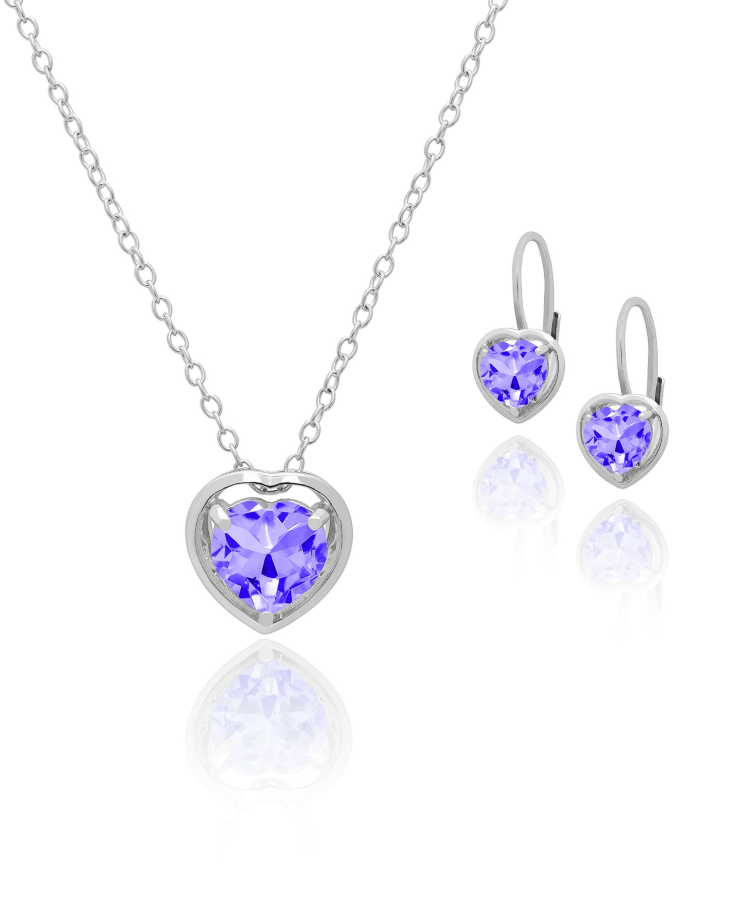 2-Pc. Blue Topaz Heart Pendant Necklace & Earrings Set (5.40 ct. t.w.) in Sterling Silver (Also Available in Amethyst & Ruby)