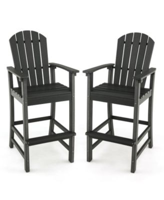 2PCS HDPE Bar Height Stool Tall Chair Armrest Footrest All Weather Outdoor Patio