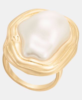 Imitation Pearl Statement Ring