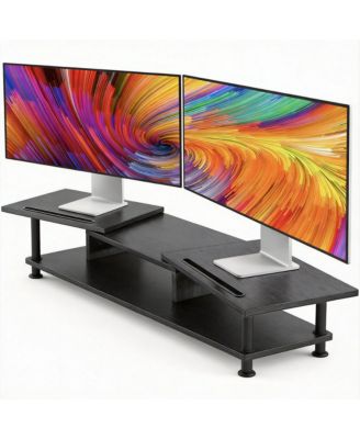 Dual Monitor Stand Riser Adjustable Desktop Organizer