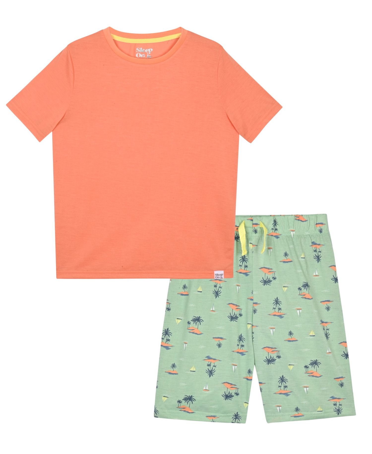 Boys' 6-14 Solid T-Shirt and Conventional Print Shorts, 2-Piece Set