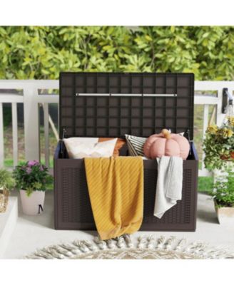 100 Gallon Resin Deck Box Outdoor Waterproof Storage Bench