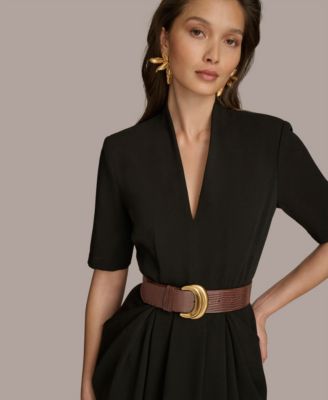 all black dress SHORT BLACK DRESS WITH STRAIGHT NECKLINE