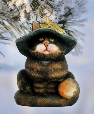 Fifield Cat Sculpted Hand, Painted Christmas Figurine